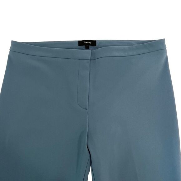 Theory Ankle Trouser Straight Leg Pants Blue Teal Career Wear Preppy Chic Size 8 - Picture 4 of 8